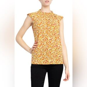 Adrianna Papell Yellow Floral Sleeveless Top